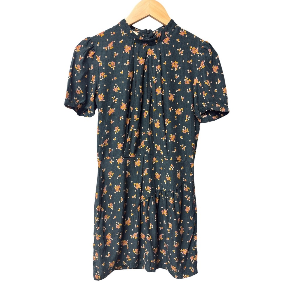 Sessun For Love Floral Print Mock Neck Puff Sleeve Tiered Dress Womens Size S‎